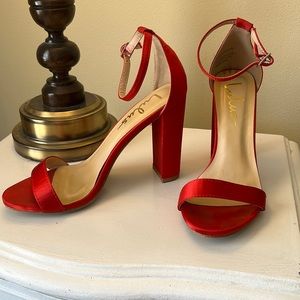 Lulus red satin block heels